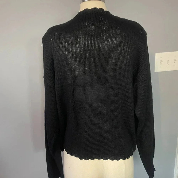 NWT Vintage 90s Black Dark Academia Floral Embroidered Knit Cardigan - Picture 4 of 14